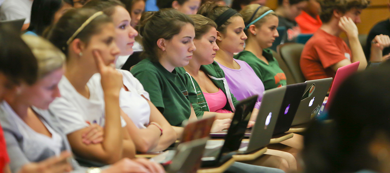 University of Miami students in class.