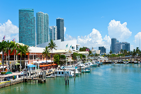 This is a stock photo. An image of Bayside Marketplace in Miami, Florida.