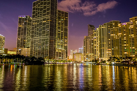 This is a stock photo. An image of the Brickell neighborhood in downtown Miami, Florida.