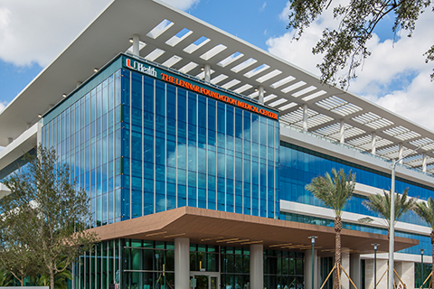 The Lennar Foundation Medical Center Building at the University of Miami Coral Gables campus.